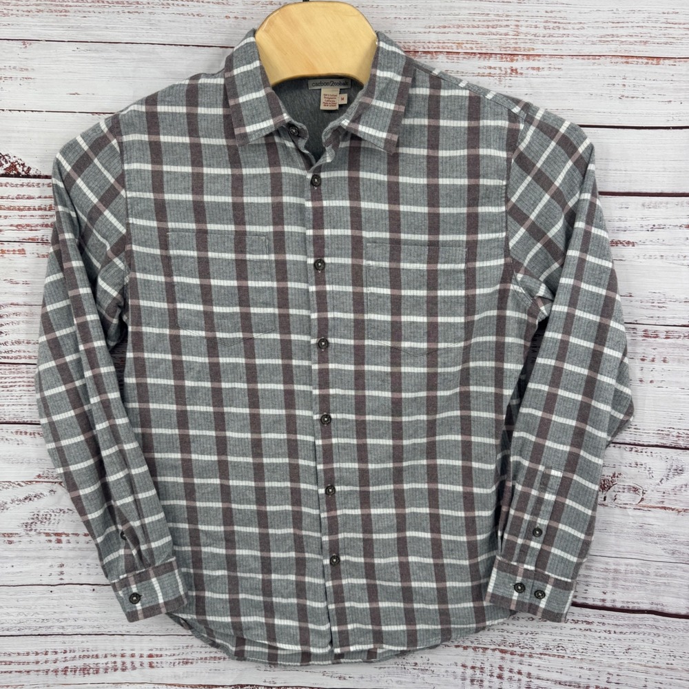 Carbon 2 Cobalt Plaid Flannel Button Down Shirt Lightweight Medium Long Sleeve